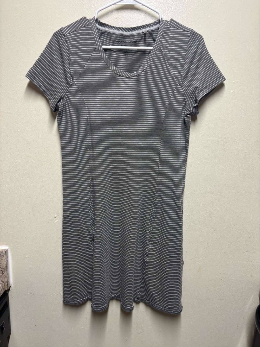 Toad & Co. Windmere Short Sleeve Fit & Flare Dress gray white medium